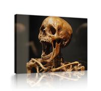 Skeleton Canvas Wall Art Skull Pictures Artwork Halloween Mural Prints Gothic Posters Spooky Wall Decor Creepy Rustic Home Modern Decor 85x100cm Innerframe