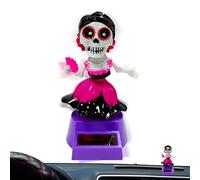 Skeleton Car Decor,Skull Gothic Car Decor - Solar-Powered Shaking Head Doll Ornament for Interior Desktop Computer Home Men Women