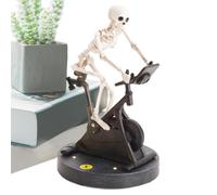 Skeleton Car Decoration, Static Skeleton on Spin Bikes, Funny Creepy Animatronic Resin Skeleton, Desktop Ornaments Skeleton on Wheels, Novelty Halloween Decorations for the