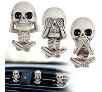 Skeleton Car Vent Clips, 3 Pack Personalised Skull Car Air Fresheners Vent Clip Car Aromatherapy Essential Oil Diffuser for Men Women, Funny Interior Accessories Air Outlet Conditioner Décor