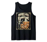 Skeleton Cat Here Lies My Furniture Spooky Kitty Lover Tank Top