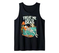 Skeleton Cat Treat Me Like Im Dead Spooky Kitty Lover Tank Top
