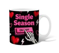 Skeleton Ceramic Coffee Mug, Modern Playful Hearts Lightning Halloween Black Novelty Tea Mug with Handle Gift for Friends Family Co-Worker Lovers Eldership Senior 15 Oz