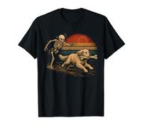Skeleton Chasing Golden Retriever Vintage Dog Chase Value Graphic T-Shirt