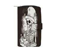 Skeleton Chef Wallet Multifunctional Leather Wallets for Men Compact Long Wallet Credit Card Holder Passport Bag