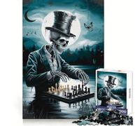 Skeleton Chess Player 1000 Piece Jigsaw Puzzles for Adults Memory Boost Family Joy Pattern Assembly Santa Wish Pick 38x26cm
