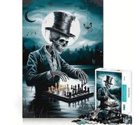 Skeleton Chess Player Jigsaw Puzzles for Adults 1000 Pieces Strengthen Recall Soothing Fun Quality Edge Lovely Present 38x52cm