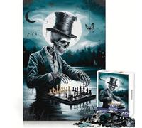 Skeleton Chess Player Jigsaw Puzzles for Adults 1000 Pieces Strengthen Recall Soothing Fun Quality Edge Lovely Present 38x52cm