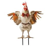 Skeleton Chicken Rooster Flaps Wing Halloween Decor 2D Metal Yard Sign with Stakes Realistic Halloween Ornament for Outdoor Yard Lawn Garden