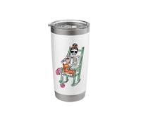 Skeleton Coffee Messy Bun Reading Book Funny Women Halloween Stainless Steel Insulated Tumbler