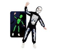 Skeleton Costume Glow in The Dark Hoodies Set for Toddler Boys Girls Halloween Skull Costumes Sweatshirt Tracksuit Pants Set Fancy Dress for Kids 18-24 months 2T 3T 4T 5T 6 Years