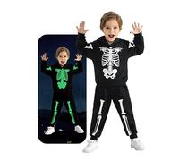 Skeleton Costume Glow in The Dark Hoodies Set for Toddler Boys Girls Halloween Skull Costumes Sweatshirt Tracksuit Pants Set Fancy Dress for Kids 18-24 months 2T 3T 4T 5T 6 Years