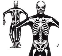 Skeleton Costume Glow in the Dark Second Skin Halloween Mens Fancy Dress New