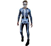 Skeleton Costume Jumpsuit, Long Sleeve Skull Jumpsuit | 3D Printed Skull Costume for Parties Halloween Cosplay Carnival Themed Events