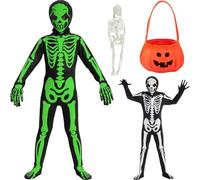 Skeleton Costume Kids Boys Girls 5-6 Glow In The Dark Skeleton Costume Kids Toddler Kids Halloween Costumes for Boys Girls with Accessories Chucky Suits Ghost Face Costume Jumpsuit Fancy Dress Outfit