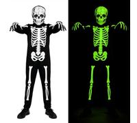 Skeleton Costume Kids, Glow in the Dark Halloween Costumes for Boys | Child's Halloween Costumes for Kids, Spooky Scary Skeleton Onesie Jumpsuit for Boys Girls