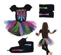 Skeleton Costume Kids - Glow in the Dark Skeleton Print, Flexible Stretchy Material, Easy to Wear, Compact Size | Girl Halloween Outfit, Party Dress, Costume Event, Kids Masquerade, Festive Holiday