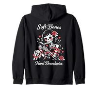 Skeleton Costume Woman Pajama Book Reading Dark Romance Zip Hoodie