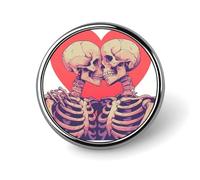 Skeleton Couple And Heart Round Brooch for Men Women Fashion Badge Collar Pin Dress Jacket Backpack Accessories