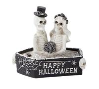 Skeleton Couple Figurines - Resin Gothic Crafts, Skull Statue | Funny Halloween Collectible Ornament For Desk, Living Room, Kitchen, Apartment, Hotel, Shop