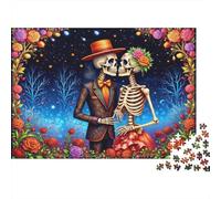 Skeleton Couple Romance 1000 Pc Premium Cardstock Jigsaw Puzzle for Couple Partners, Concentration Puzzle, Indoor Leisure Time, Perfect Housewarming Gift 70x50cm/1000pcs