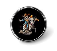 Skeleton Cow Round Badge Button Pins Custom Brooches Lapel Pins for Women Men Clothing Decoration