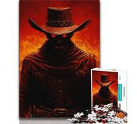 Skeleton Cowboy 1000 Piece Jigsaw Puzzle for Adults Teens,Staycation Kill Time Every Piece Is Unique - Challenging Family Fun Game (50x75cm)
