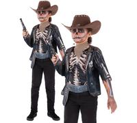 Kids Skeleton Cowboy Costume Black