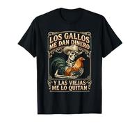 Skeleton Cowboy Holding Rooster Vaquero Spanish Phrase Art T-Shirt
