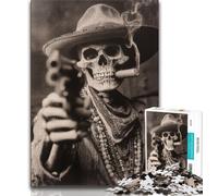 Skeleton Cowboy Puzzles for Adults Teens 1000 Pieces,Help The Brain Exercise Addictive Toys to Cultivate Patience A Work of Art 50x75cm