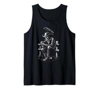 Skeleton Cowboy Smoking Drinking with Crow Western Gothic Tank Top