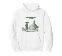 Skeleton Cowboy UFO Desert Encounter Sci-Fi Western Pullover Hoodie