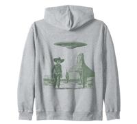 Skeleton Cowboy UFO Desert Encounter Sci-Fi Western Zip Hoodie