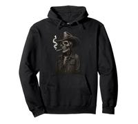 Skeleton Cowboy Western Goth Dark Grunge Gothic Rustic Skull Pullover Hoodie