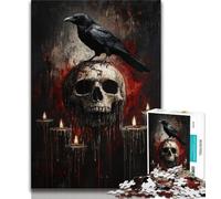 Skeleton Crow Jigsaw Puzzles for Adults 1000 Jigsaws,Family Game Stress Reliever Difficult Challenge Secret Santa Gifts 38x26cm
