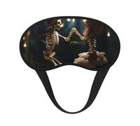 Skeleton Dancing Print Black Out Eye Mask for Sleeping Airplane, Sleep Mask Polyester for Home and Travel