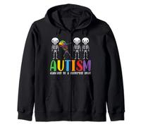 Skeleton Dancing To A Different Beat - Autism Awareness Zip Hoodie