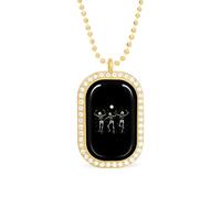 Skeleton Dancing Under Moon Brilliant White Diamond Necklaces Dainty Pendant Necklace Trendy Metal Jewelry Gift for Women