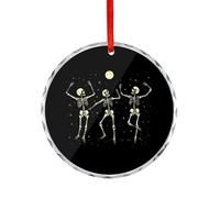 Skeleton Dancing Under Moon Christmas Hanging Ornaments Crystal Glass Round Pendant Gifts for Xmas Trees Home Offices