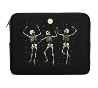 Skeleton Dancing Under Moon Funny Laptop Sleeve Case with Double Zipper Trendy Protective Computer Cover 10-17 Inch