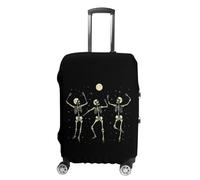 Skeleton Dancing Under Moon Funny Suitcases Cover Travel Accessories Washable Suitcase Protector Fits 19-32 Inch L