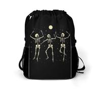 Skeleton Dancing Under Moon Gym Drawstring Bag with Shoe Compartment