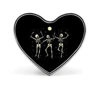 Skeleton Dancing Under Moon Heart Metal Badge Printed Brooches Cute Button Decorations Pins for Backpack Clothing