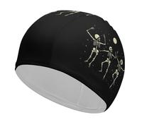 Skeleton Dancing Under Moon Large Swimming Cap Unisex Waterproof Bathing Caps Elastic Swim Hat for Women Men