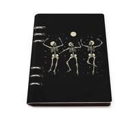 Skeleton Dancing Under Moon Leather Refillable Notebook with 90 Sheets Travel A5 Notebooks Writing Journal Personal Planner