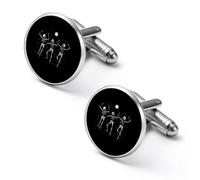 Skeleton Dancing Under Moon Men’s Classic Cufflinks Jewelry Accessories for Suit Shirts Husband Anniversary Birthday Gift 1.7cm