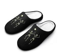Skeleton Dancing Under Moon Men's Cotton Slippers Lightweight House Shoes with Anti-Skid Sole for Travel Indoor Outdoor