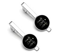Skeleton Dancing Under Moon Men's Novelty Tie Clips Round Metal Tie Bar Jewelry Gift for Daily Business Anniversary 5.5x2.2cm