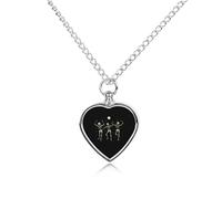 Skeleton Dancing Under Moon Pet Urns Necklace Jewelry Printed Heart Pendant Cremation Ashes Necklaces Keepsake with Funnel Kit