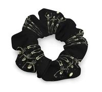Skeleton Dancing Under Moon Soft Satin Scrunchies Fashion Print Hair Ties Big Ponytail Holder Birthday Gift for Women